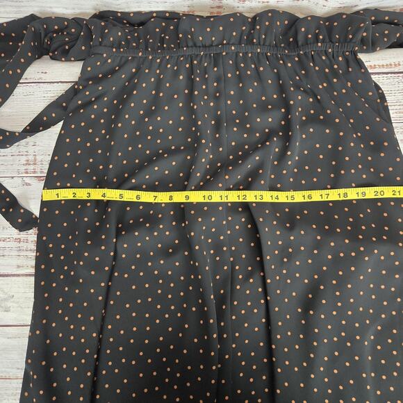 J Jill Wearever Collection Midi Dress Size L Black Polka Dot Belted Lined NWT - Picture 12 of 14